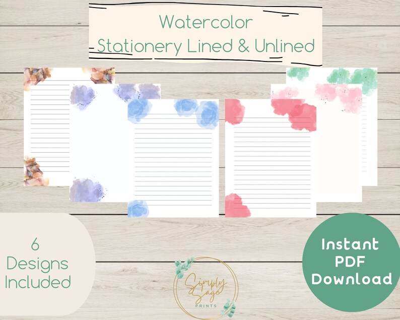 PRINTABLE Stationery, Instant Download PDF, Notes, Pen Pals, Print at