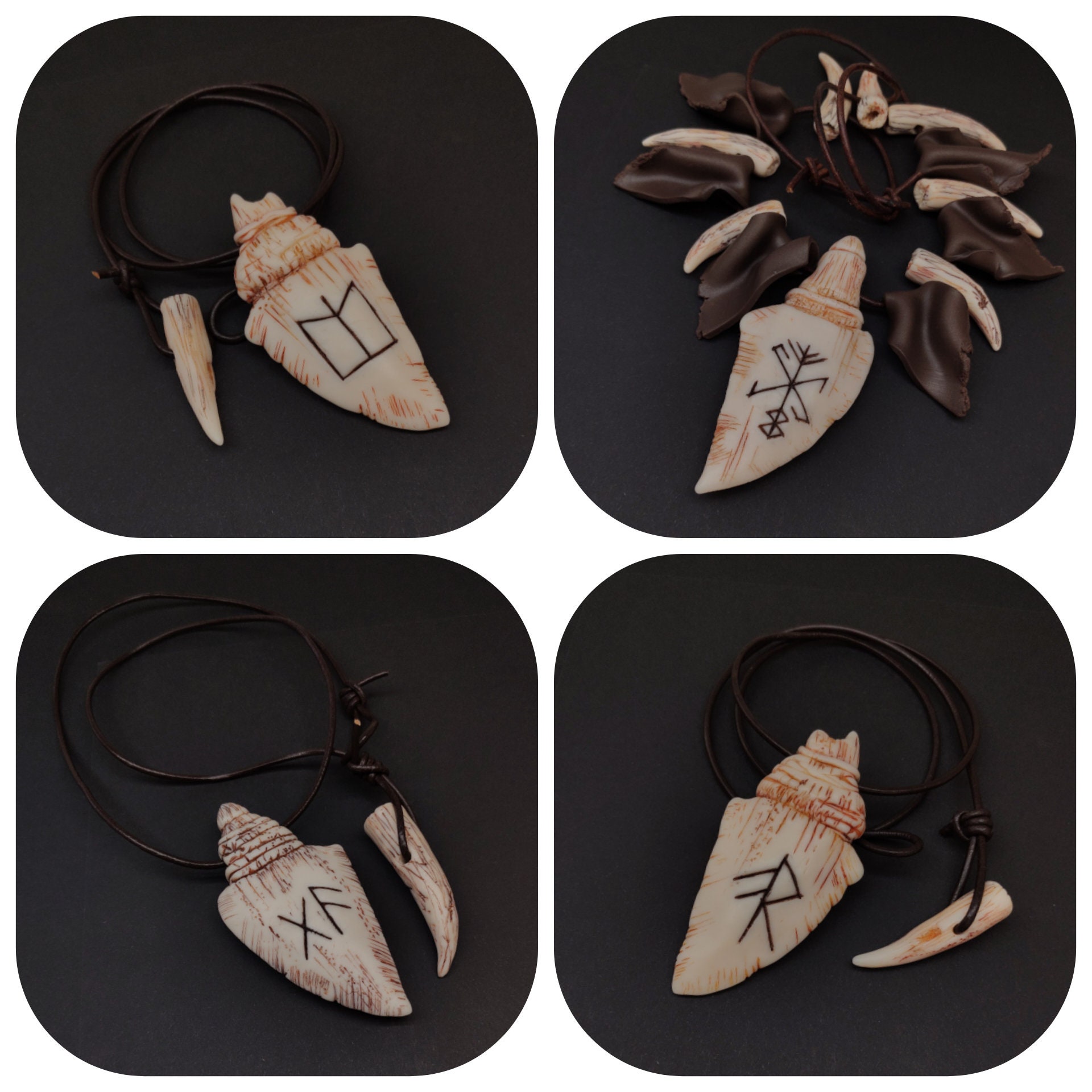 Protection Runes Necklace Dragon Tooth Jewelry - Etsy