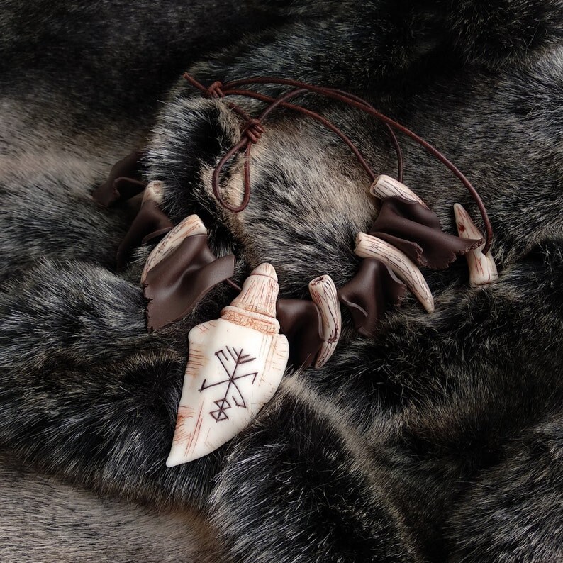 Protection Runes Necklace Dragon Tooth Jewelry - Etsy