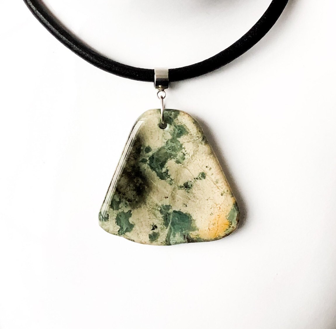 Natural Stone Pendant Choker Necklace Boho Style Fabric | Etsy