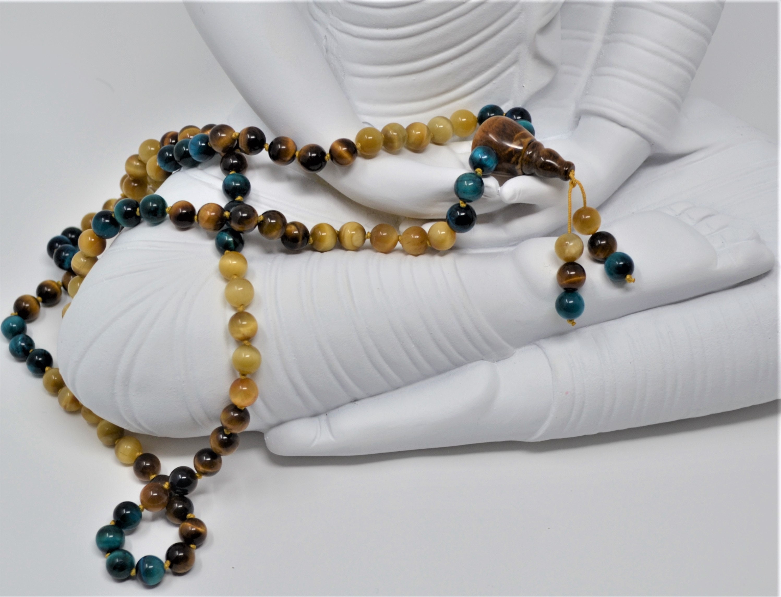 108 Perline Mala, Perline Di Preghiera, Collana, Occhio Di Tigri