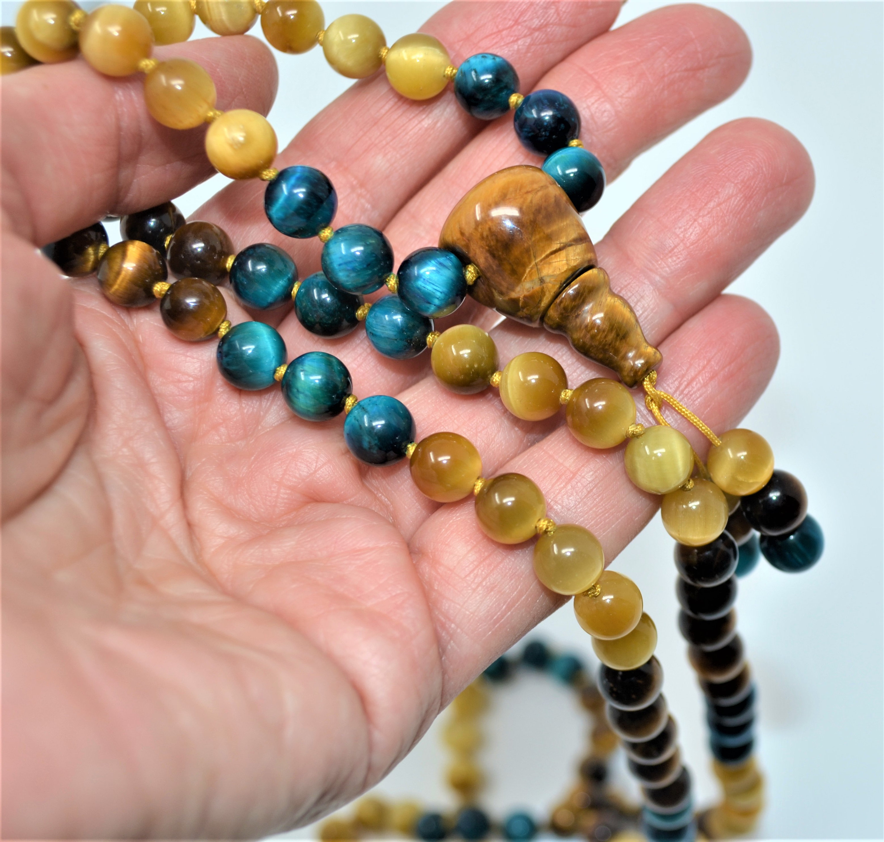 108 Perline Mala, Perline Di Preghiera, Collana, Occhio Di Tigri - Foto 9