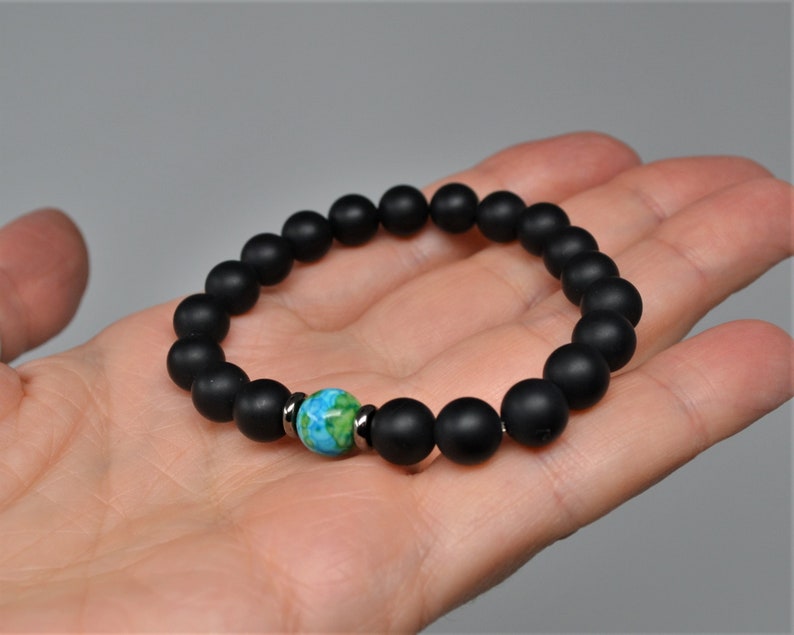 GAIA Mutter Erde schwarz Onyx Jade Mala Armband Reiki | Etsy