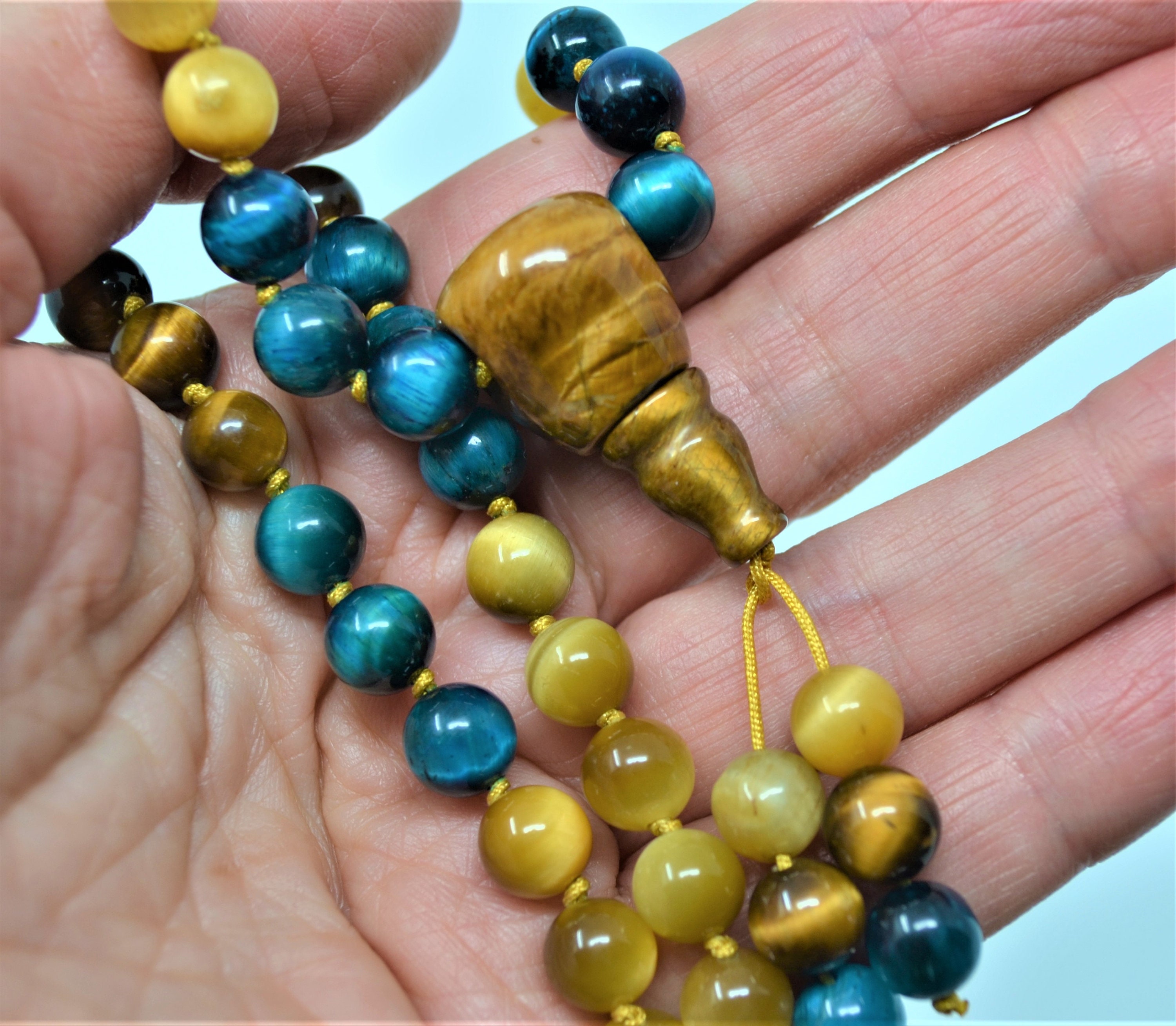 108 Perline Mala, Perline Di Preghiera, Collana, Occhio Di Tigri - Foto 11