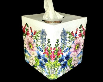 Wildflower Tissue Box Cover: Floral Farmhouse Decor