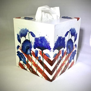 Capa de caixa de tecido patriótica vermelha, branca e azul, decoração de fazenda, decoração de 4 de julho, veteranos de honra, cultura americana rústica, bandeira americana personalizada