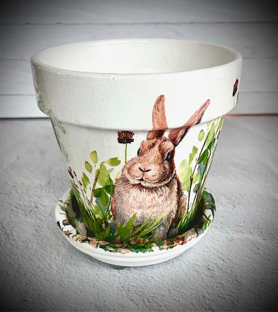 Bunny in Flower Pot - Etsy