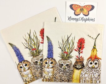 Vicki Sawyer Owl Family Bird Luncheon Napkins Sale!