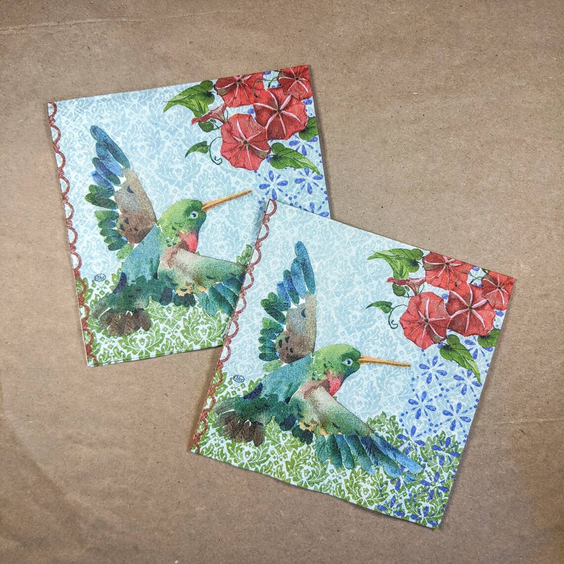 Paper Decoupage Napkins Hummingbird set of 2 Etsy