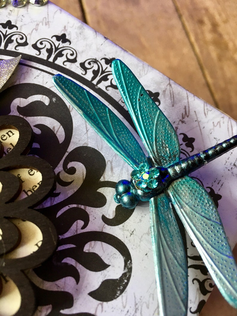 Upcycled dragonfly and flower keepsake jewellery box