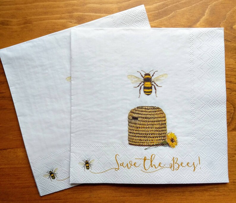 Decoupage Paper Napkins Save the Bees X 2 Etsy