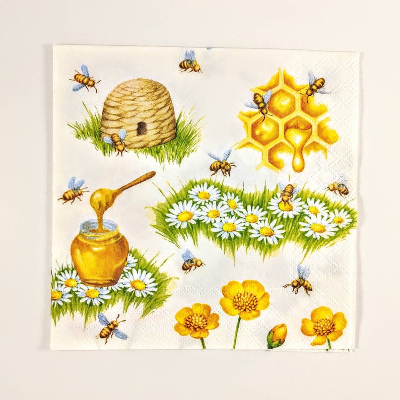 Paper Decoupage Napkins Bees Set of 2 Etsy UK