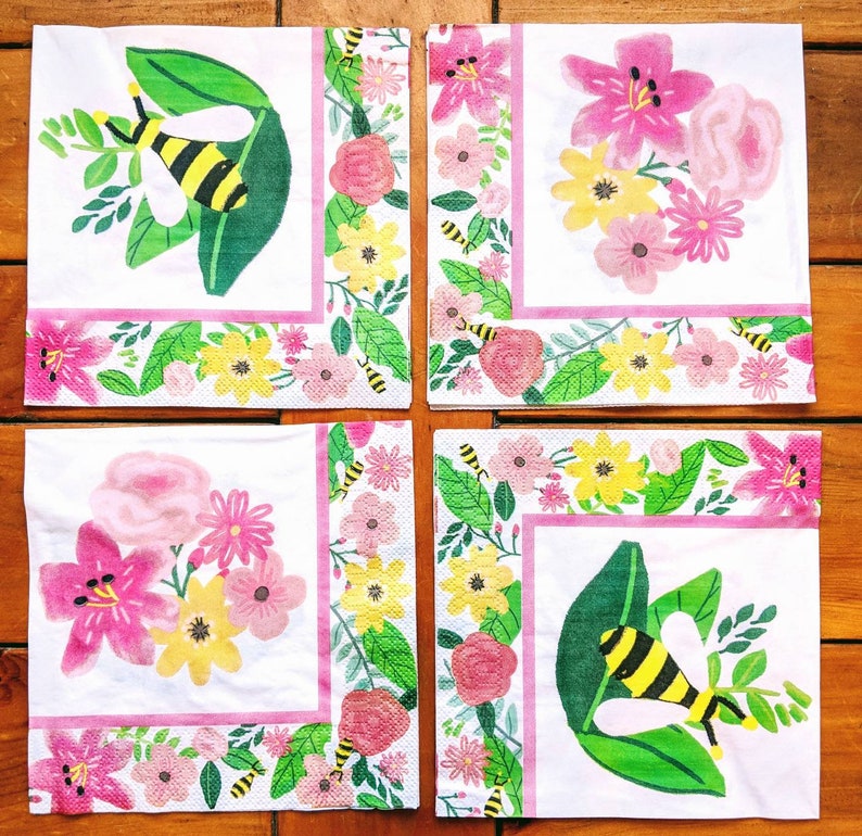 for Party Bed of Flowers Decoupage 4x Paper Napkins
