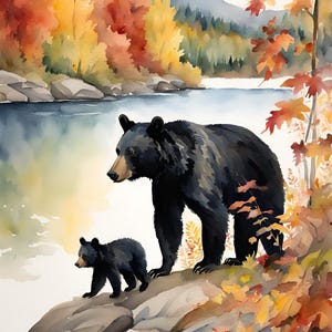 Carta di riso per decoupage di Ninny - Orso nero autunnale