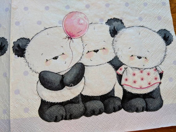 Party 4x Paper Napkins for Decoupage Craft Panda