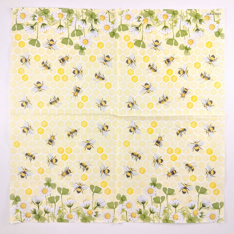 Paper Decoupage napkins Bees Joy set of 2 Etsy