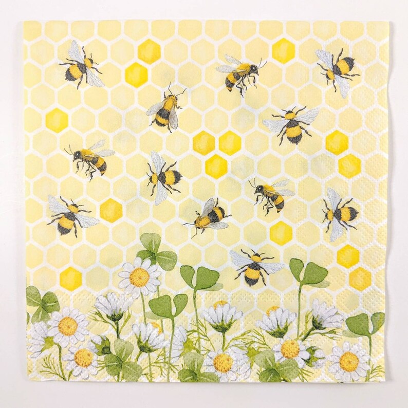 Paper Decoupage Napkins Bees Joy Set of 2 Etsy