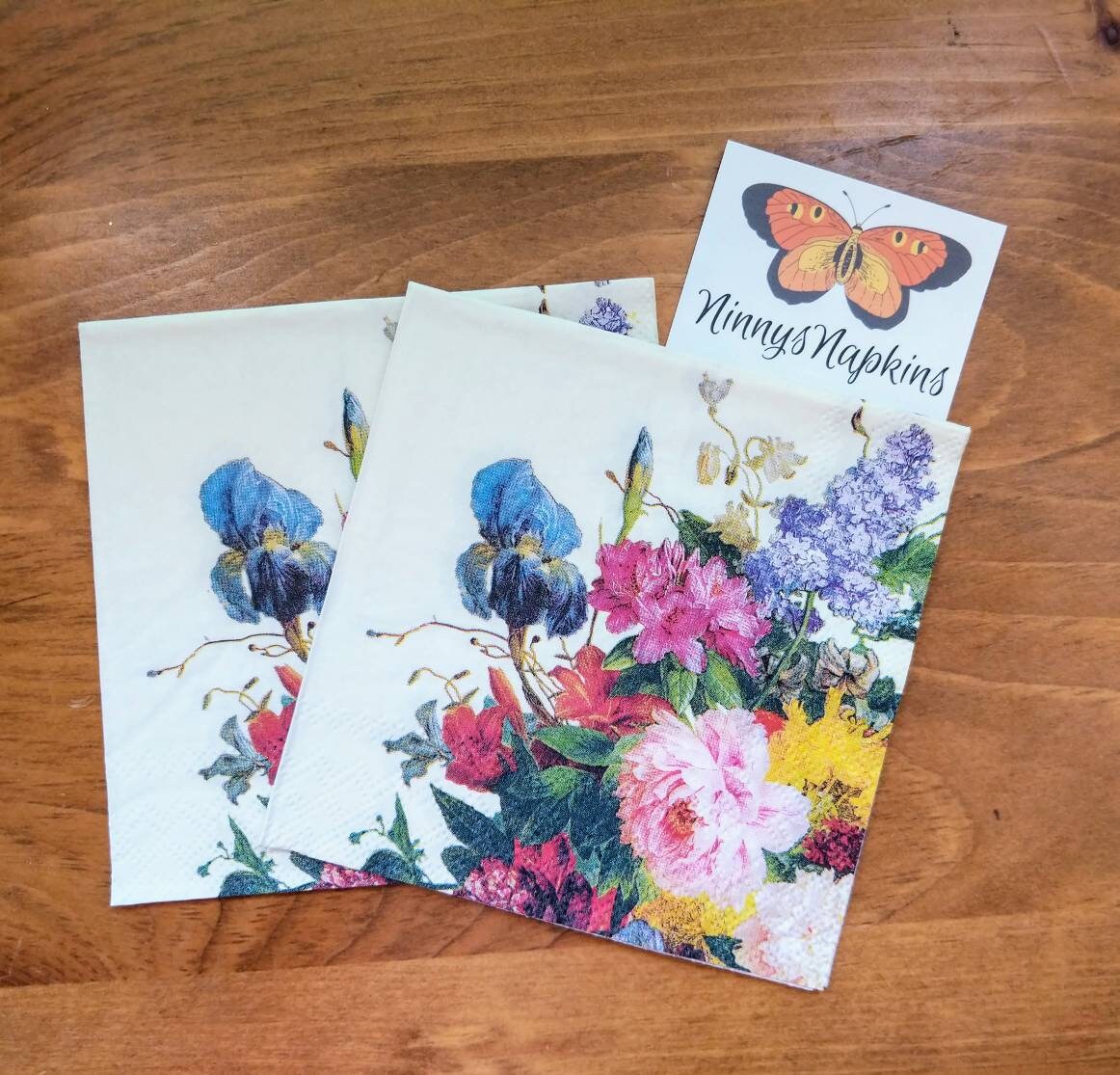 Decoupage Napkins Set of 2 Individual Still Life Bouquet Etsy Canada
