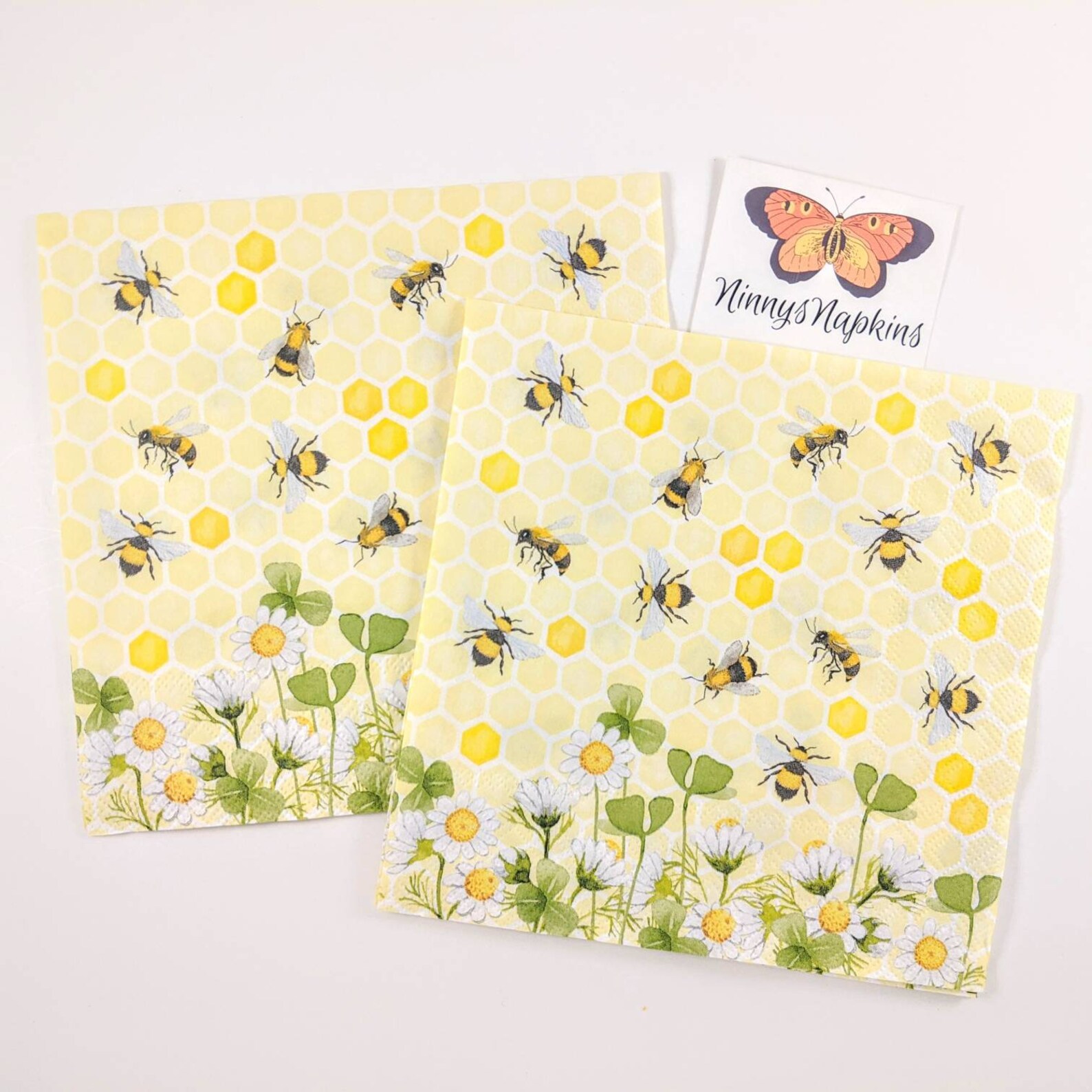 Paper Decoupage napkins Bees Joy set of 2 Etsy