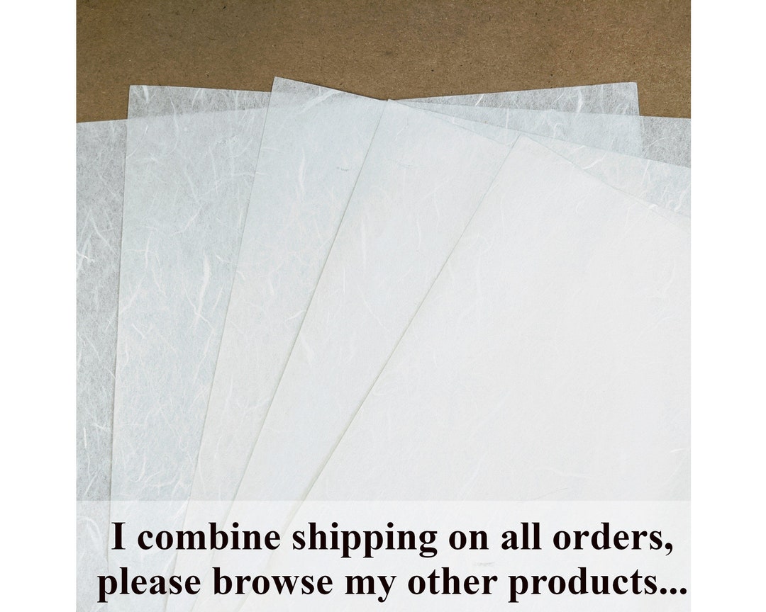 10 Sheets 26 Gsm Plain White Rice Paper or Mulberry Paper, Printable A4