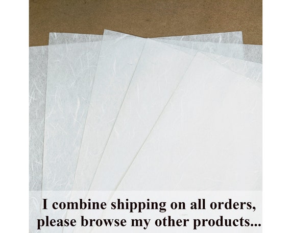 10 feuilles de papier de riz blanc uni ou papier de mûrier, 26 g/m²,  imprimables A4 -  France