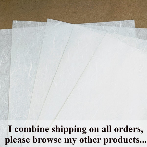 10 Sheets 26 gsm plain white rice paper or mulberry paper, printable A4