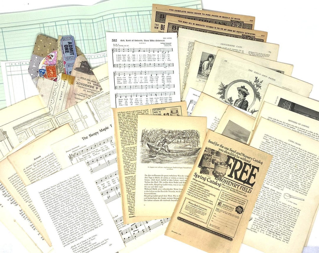 Vintage Book Pages Paper Pack - Etsy