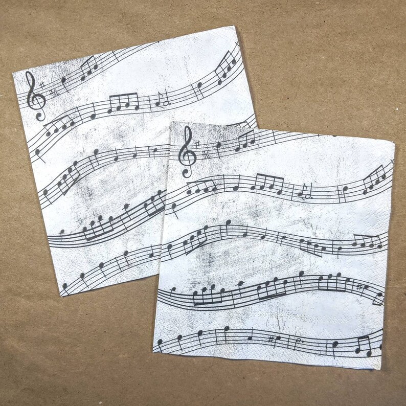 Paper Decoupage Napkins Music Notes set of 2 Etsy