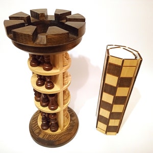 This Incredible Rook Tower Has a Pack-away Flexible Wooden Chess Board That  Wraps Around It