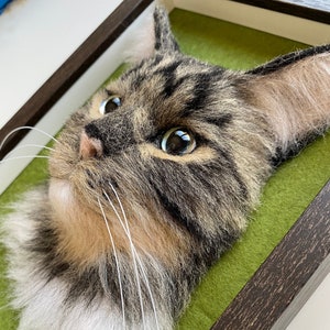 Custom Needle Felted Cat Portrait in Framed
