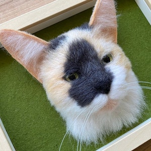 Custom Needle Felted Cat Portrait in Framed, Pet Memorial Felted Cat, Custom Pet Memorial, Custom Personalized Pet Portrait
