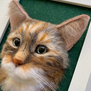 Custom Needle Felted Cat Portrait in Framed, 3D Cat in Frame, Memorials Pet Sculpture, Personalized Pet Portrait, Pet Memorial
