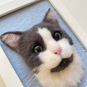 Custom Needle Felted Cat Portrait in Framed, 3D Cat in Frame, Memorials Pet Sculpture, Personalized Pet Portrait, Pet Memorial