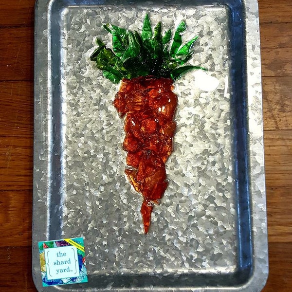 Carrot on metal tray