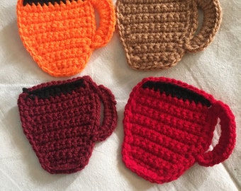 Hand made crochet coffee or tea coaster set 4 pieces