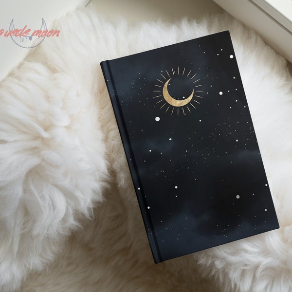 Beyond the Moon and Stars Hardcover Journal Velvet Ultra Matte, Dream Journal, Witchy, Moon Child, Starry Night, Minimalist, Celestial