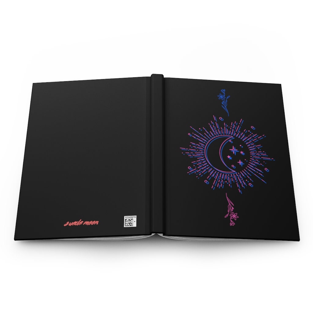 Celestial Vibes Hardcover Journal Velvet Ultra Matte Black 