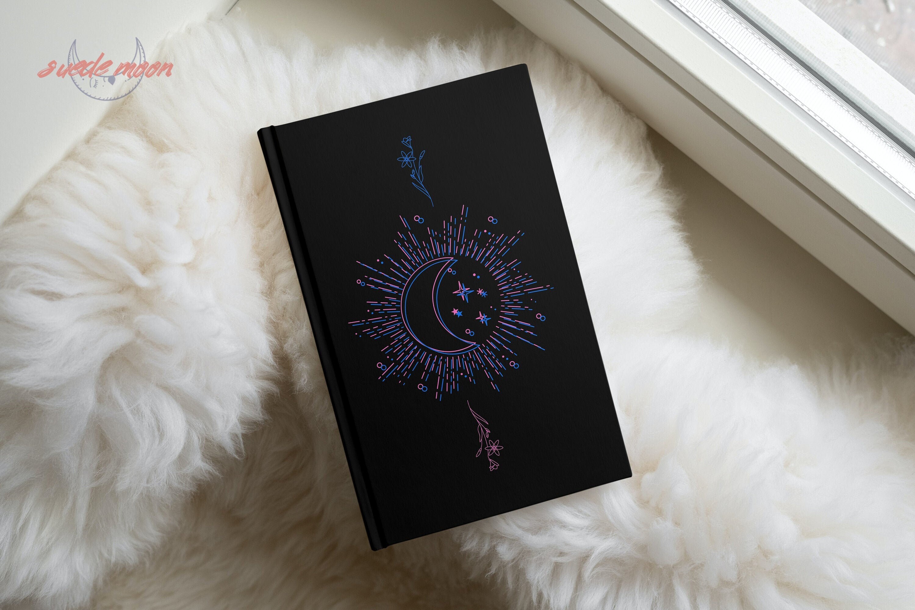 Celestial Vibes Hardcover Journal Velvet Ultra Matte Black 
