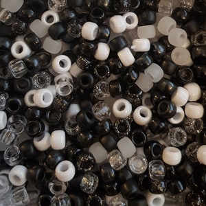 Black Pony Beads, Acrylic Smooth Black Loose Beads, Plastic Bubblegum Beads,  Chunky Beads, Spacer Beads 250 