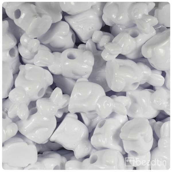 10 x Lapins Blancs 18mm Grands lapins de perles de poney