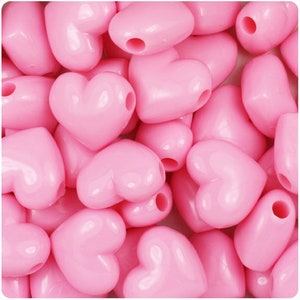 10 x Baby Pink Hearts 18mm Large Pony Beads