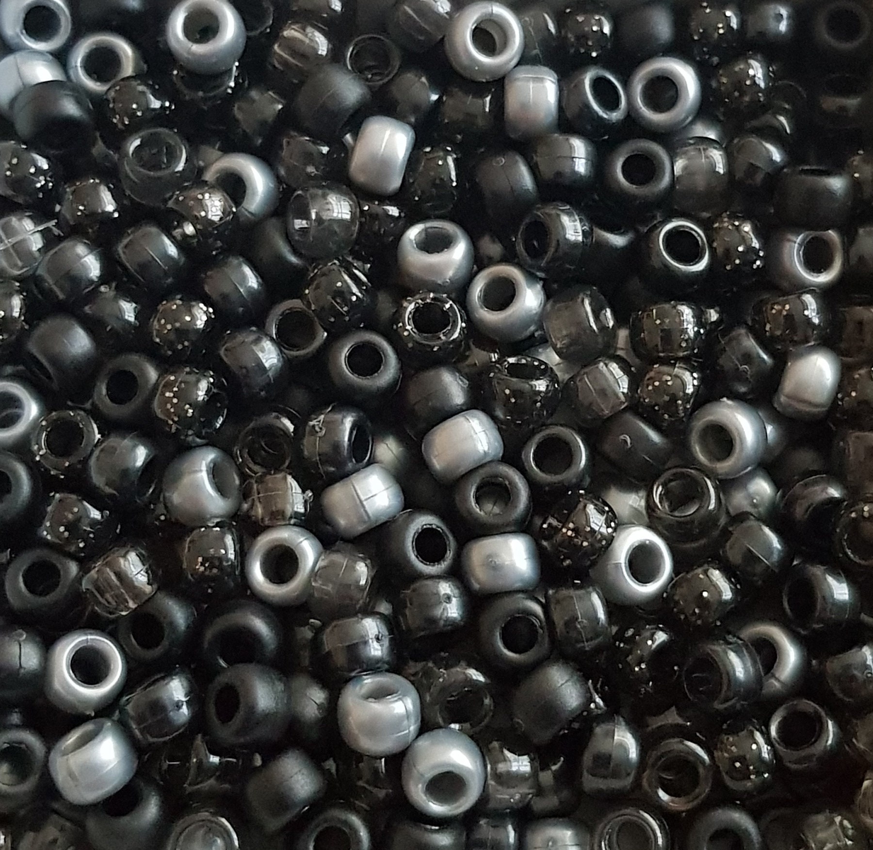 9mm Jet Black Pony Beads Czech Glass Roller Beads 3mm Hole Round Spacer  Beads, 20pc 3592 