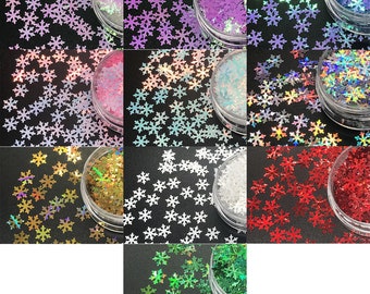 Christmas Snowflakes Nail Art Glitters Sequins 8mm 2g - UV resin, nail gel, acrylic nail, nail polish glitter, holographic