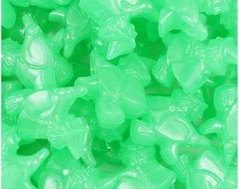 10 Green Glow in the Dark Witches Pony Beads Halloween Day Of The Dead Goth Gothic Voodoo Hair Dummy Clip Jewellery Loom Bands Crafts
