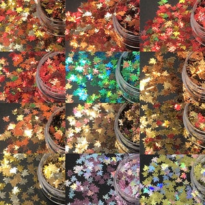 Autumn Maple Leaves Nail Art Holo Mixes Leaf Glitters Sequins 5mm 2g - UV resin, nail gel, acrylic nail, nail polish glitter