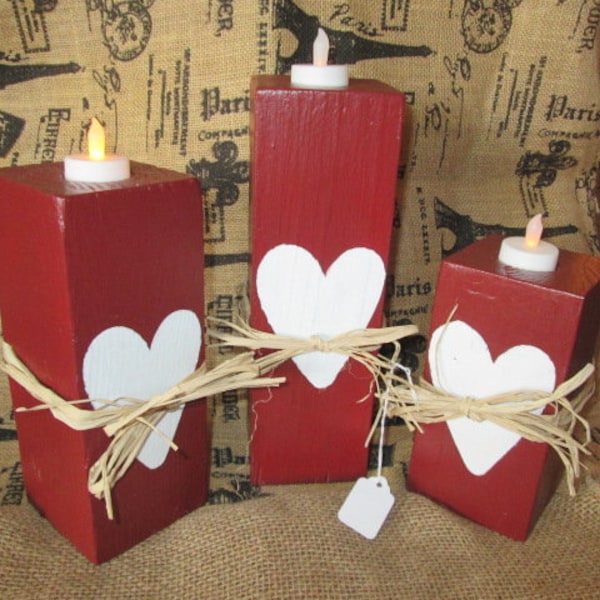 Farmhouse, Rustic, Shabby-chic, 4x4, Wooden Candleholders!