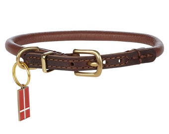 Rolled Leather Dog Collar, Buttery Soft, Anti-Matting