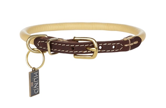 soft rolled leather dog collar