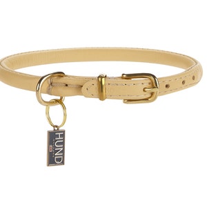Rolled/Round dog collar, Authentic Italian leather. Unique Inverted seam prevents even more matting. Buttery Soft, Rust Free