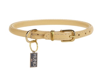 Collar para perro de cuero italiano suave y esponjoso, con costura redonda invertida